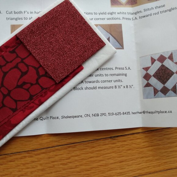 Quilt Block Sewing Pattern Kit with Fabric "Maple Star" Shop Hop July 2014 - Picture 4 of 6